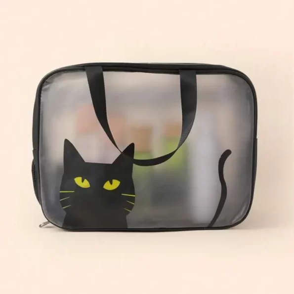 کیف لوازم آرایشی ضد آب شین طرح گربه